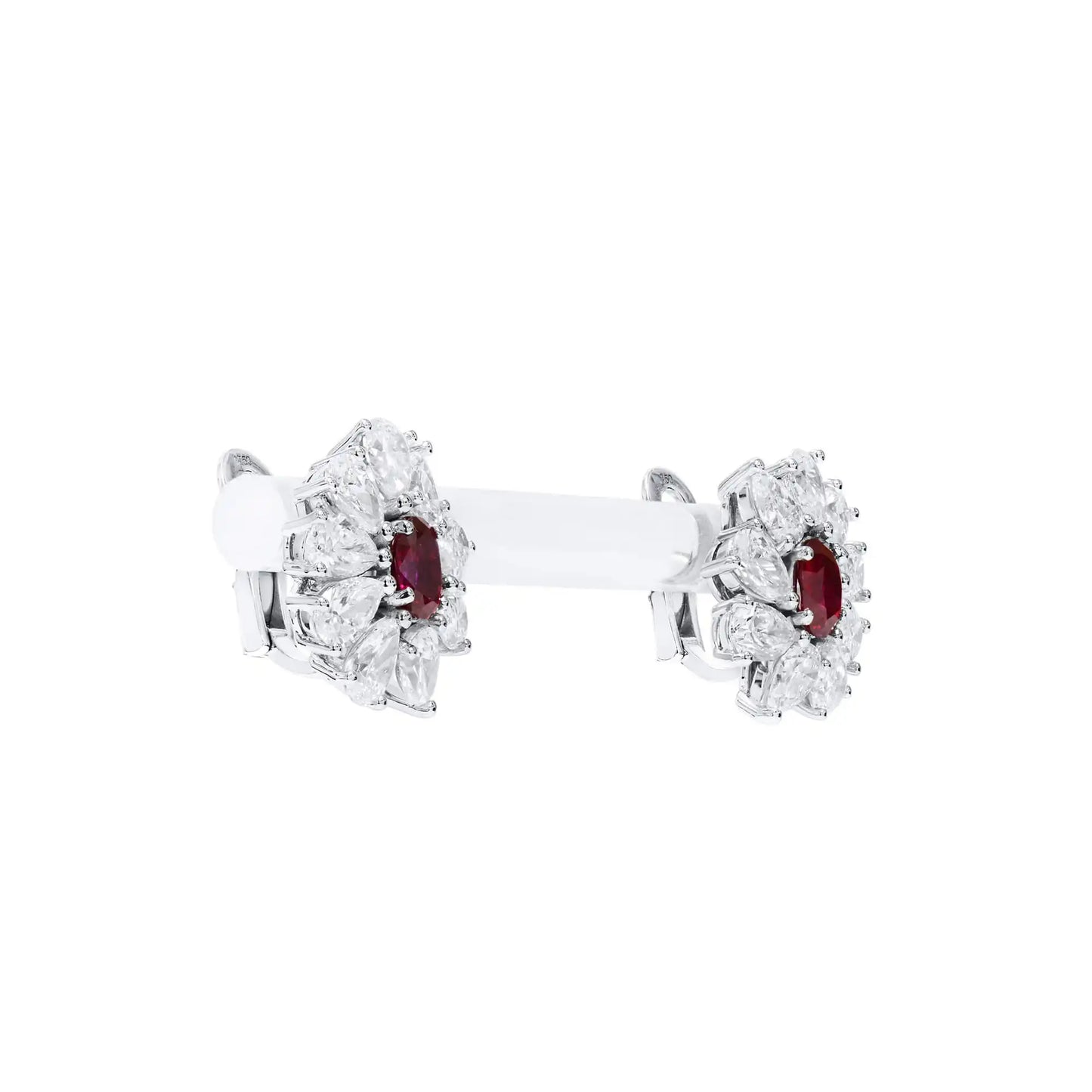 Lab Grown Pigeon Blood Ruby and Diamond Earrings