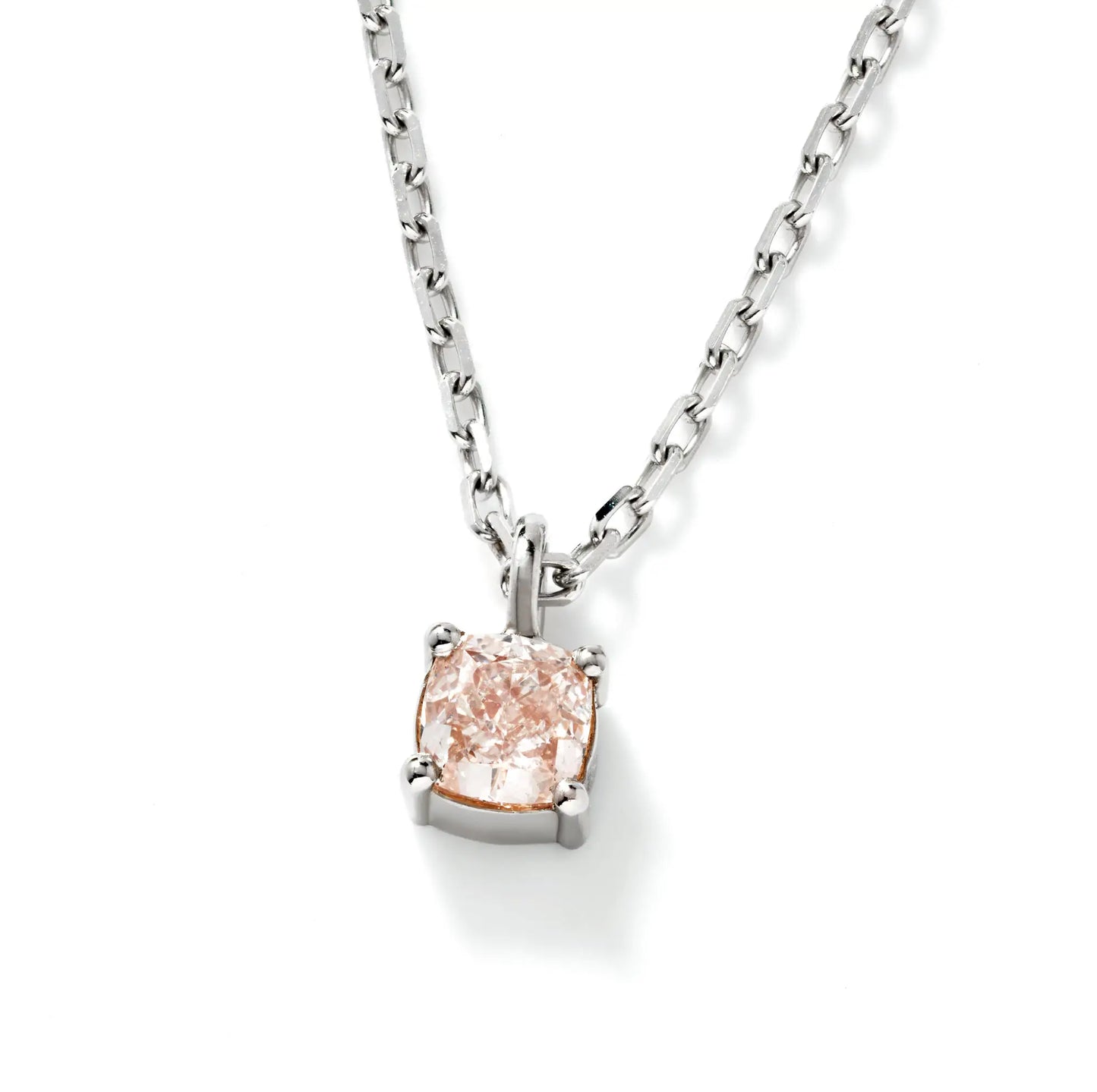 Cushion Shape Fancy Light Orange Sapphire Diamond Pendant