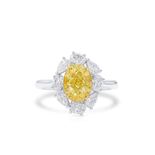 Light Yellow and White Diamonds Ring