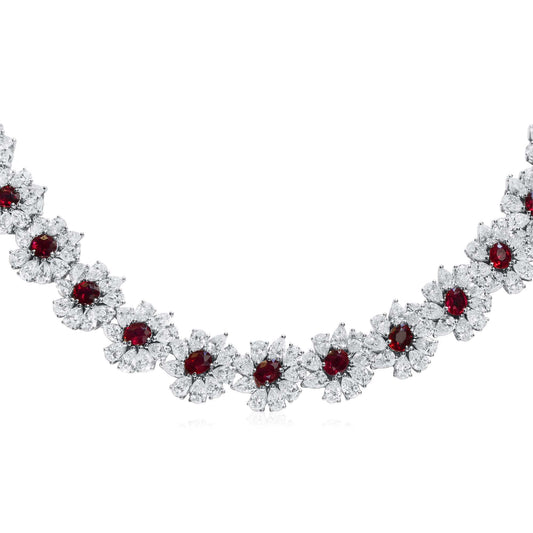 Pigeons Blood Ruby and Diamond Necklace