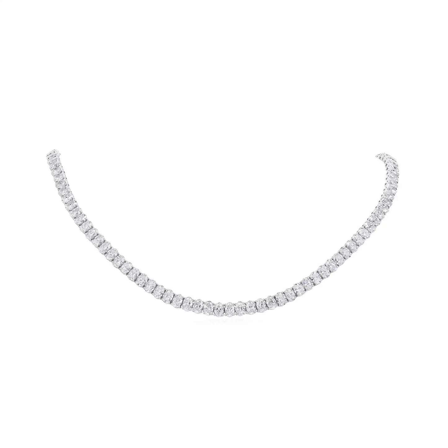 Oval Shape Diamonds Tennis Necklace