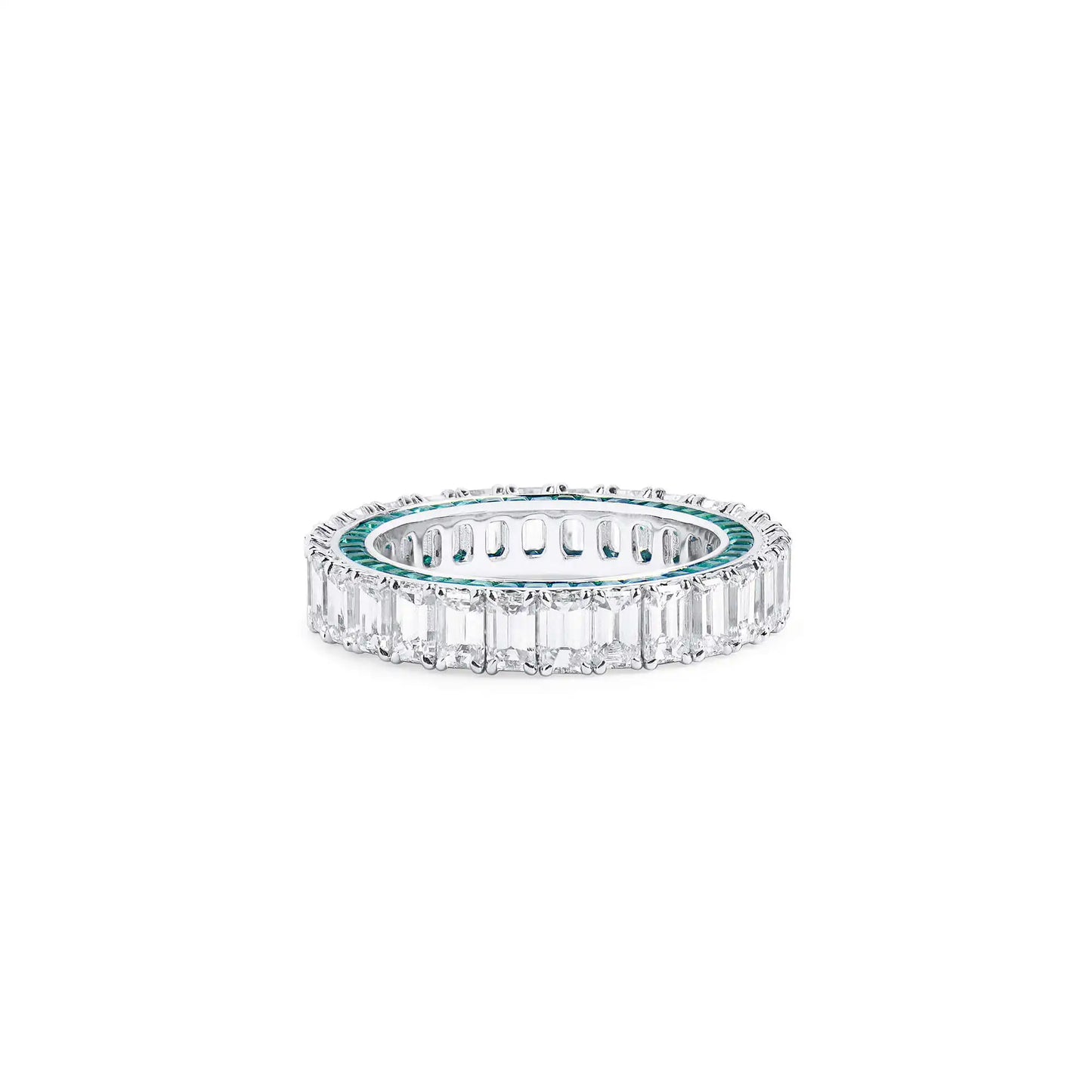 White Diamond & Emerald Ring Band