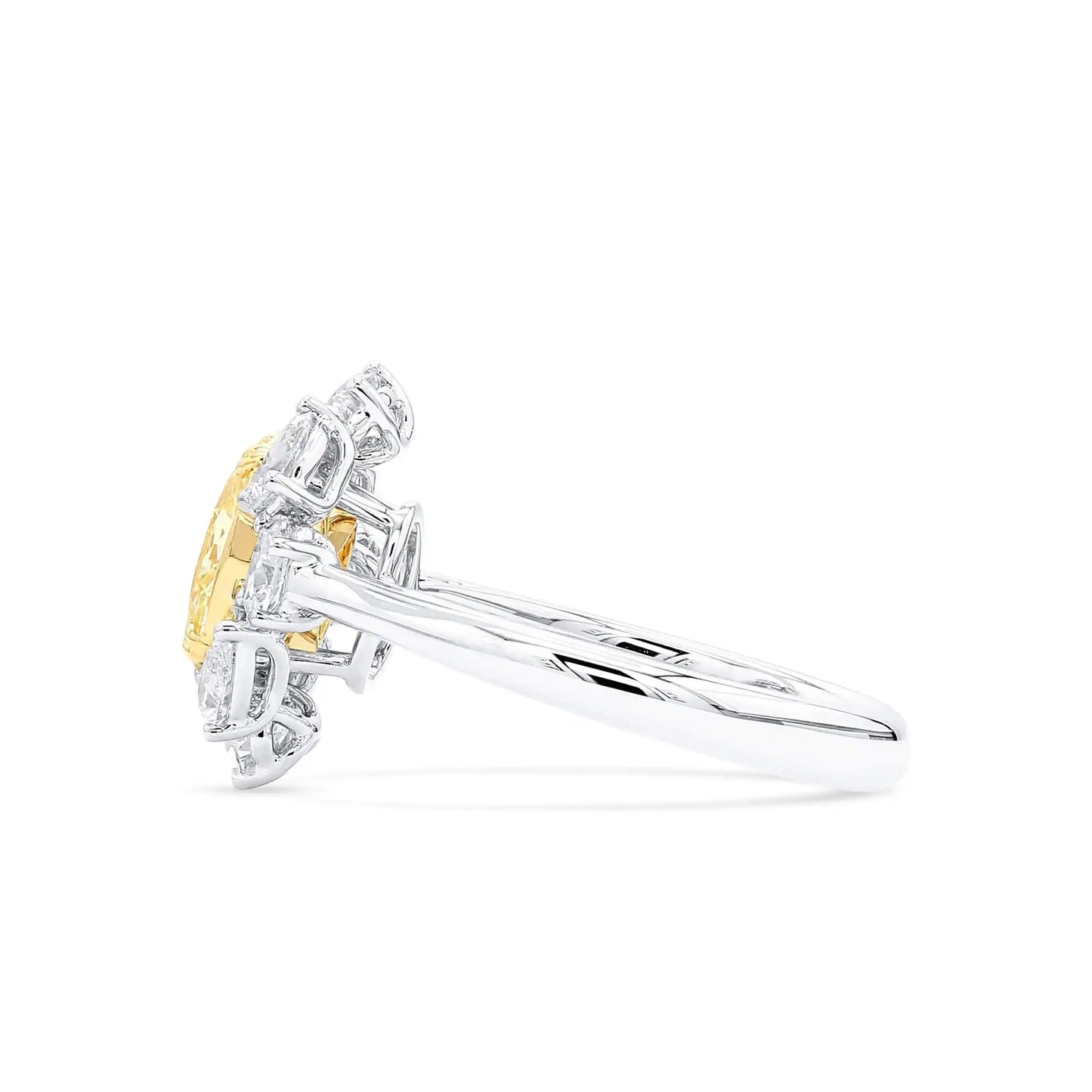 Light Yellow and White Diamonds Ring