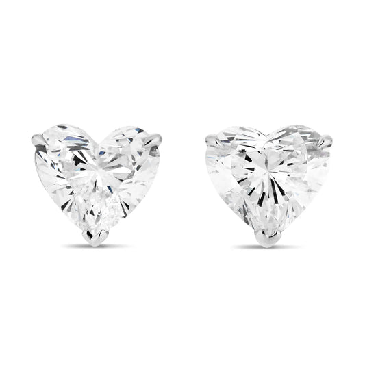 Heart Shape White Diamond Earrings