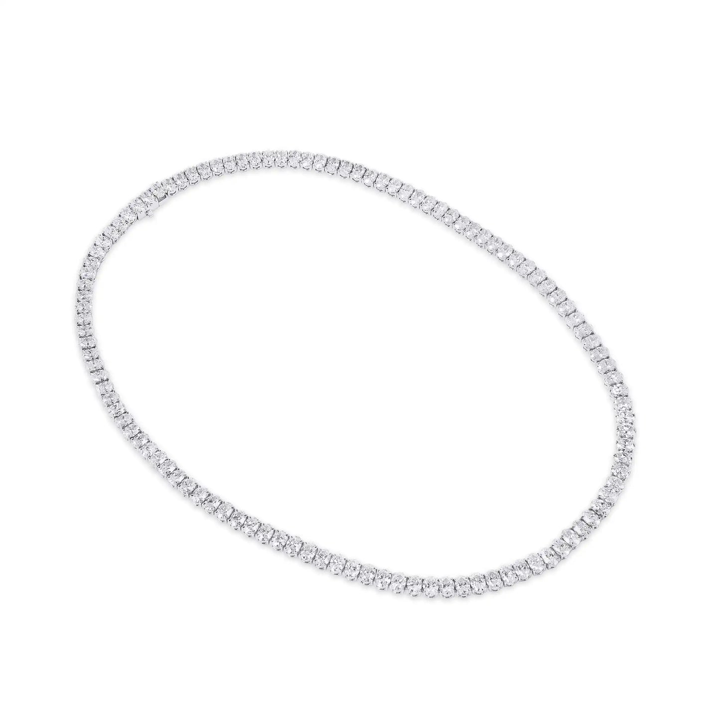 Oval Shape Diamonds Tennis Necklace