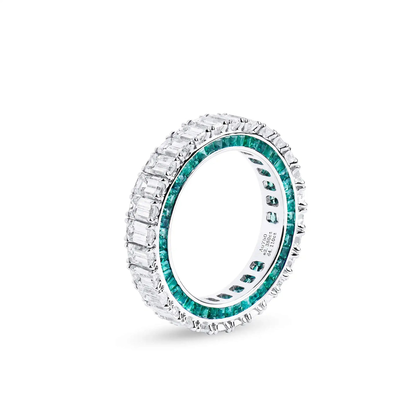 White Diamond & Emerald Ring Band