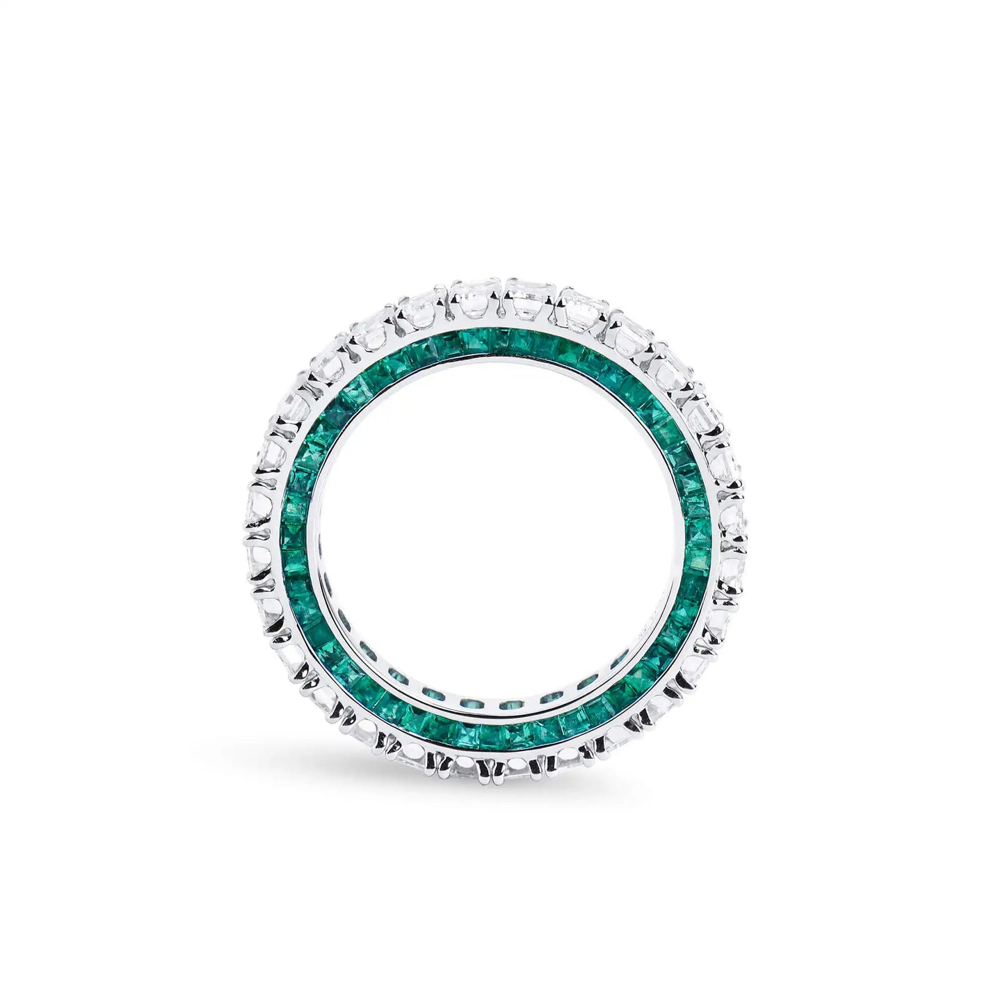 White Diamond & Emerald Ring Band