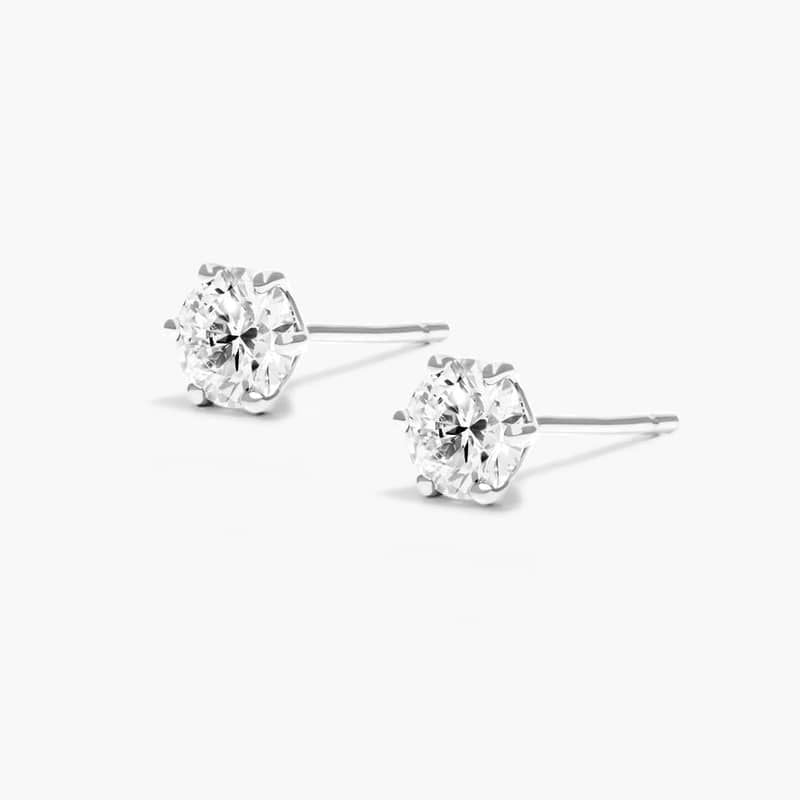 Brilliant Cut Diamond Earrings Six Prong