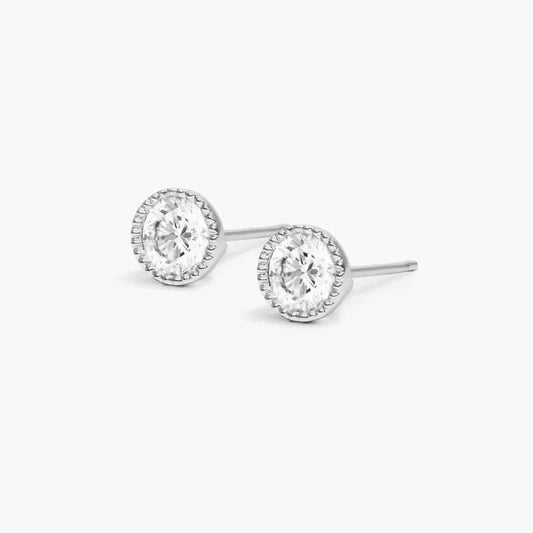 Round Diamond Earrings in Bezel Setting