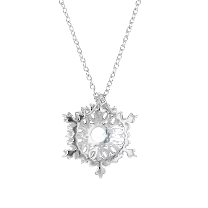 Sky Blue Topaz Snowflake Pendant Necklace